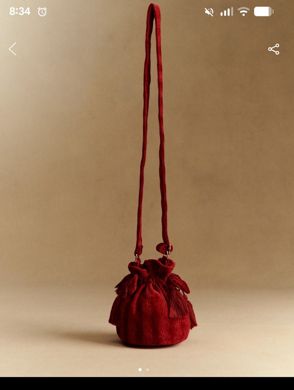 Sezane Crossbody Pouch Bag Corduroy Velvet
